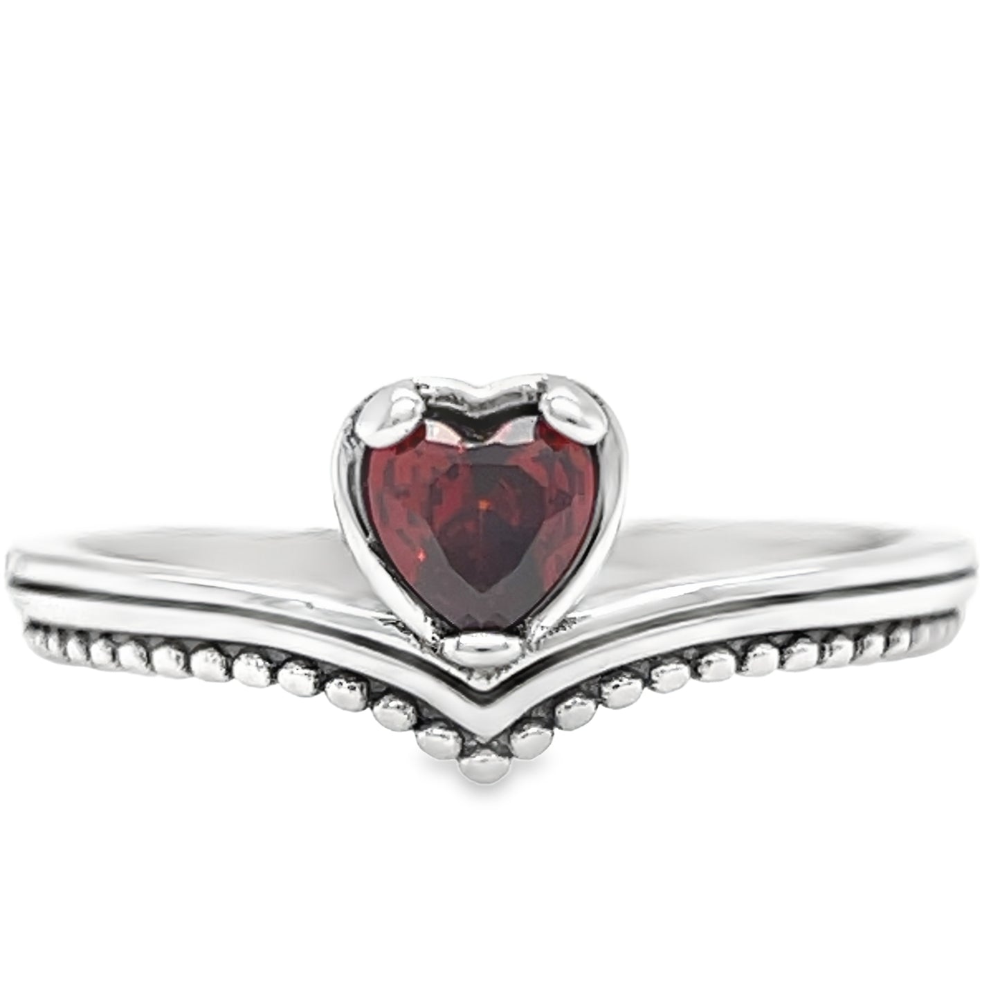 Anillo de corazón en forma de V rojo R1032