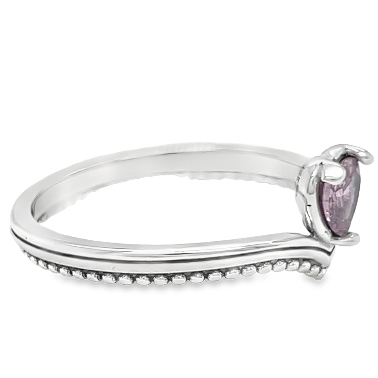 Anillo de corazón en forma de V color rosa R1031