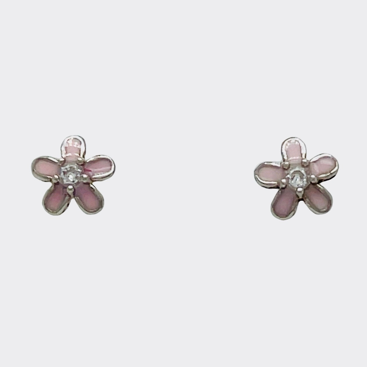 A961 Small Pink Flower Post Earrings