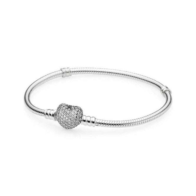 Pulsera con dije de corazón de circonita cúbica M420 de 19 cm