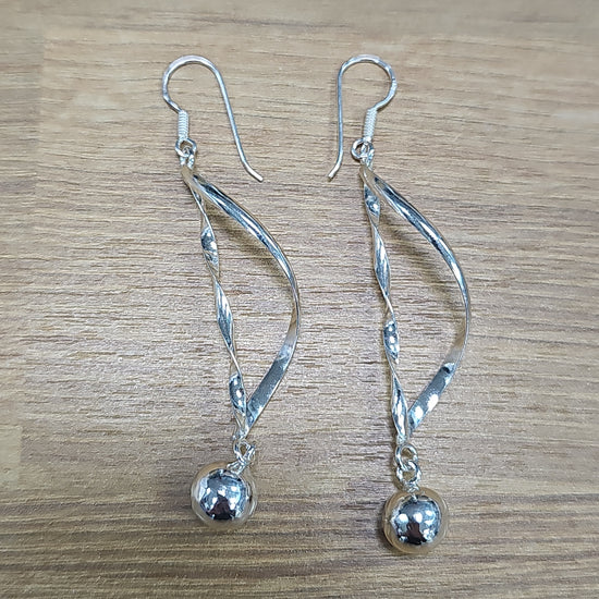 P520 Ball Long Hook Earrings