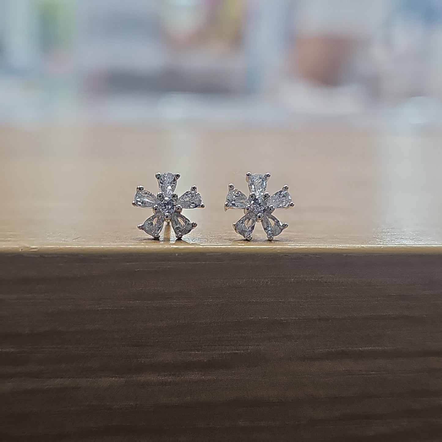 A504 Flower CZ Post Earrings