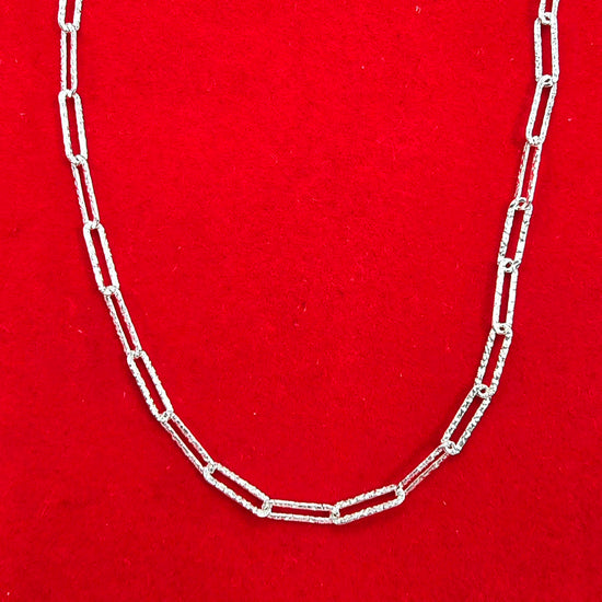 CA187 Paperclip Link Hammered Chain Necklace 3.5mm