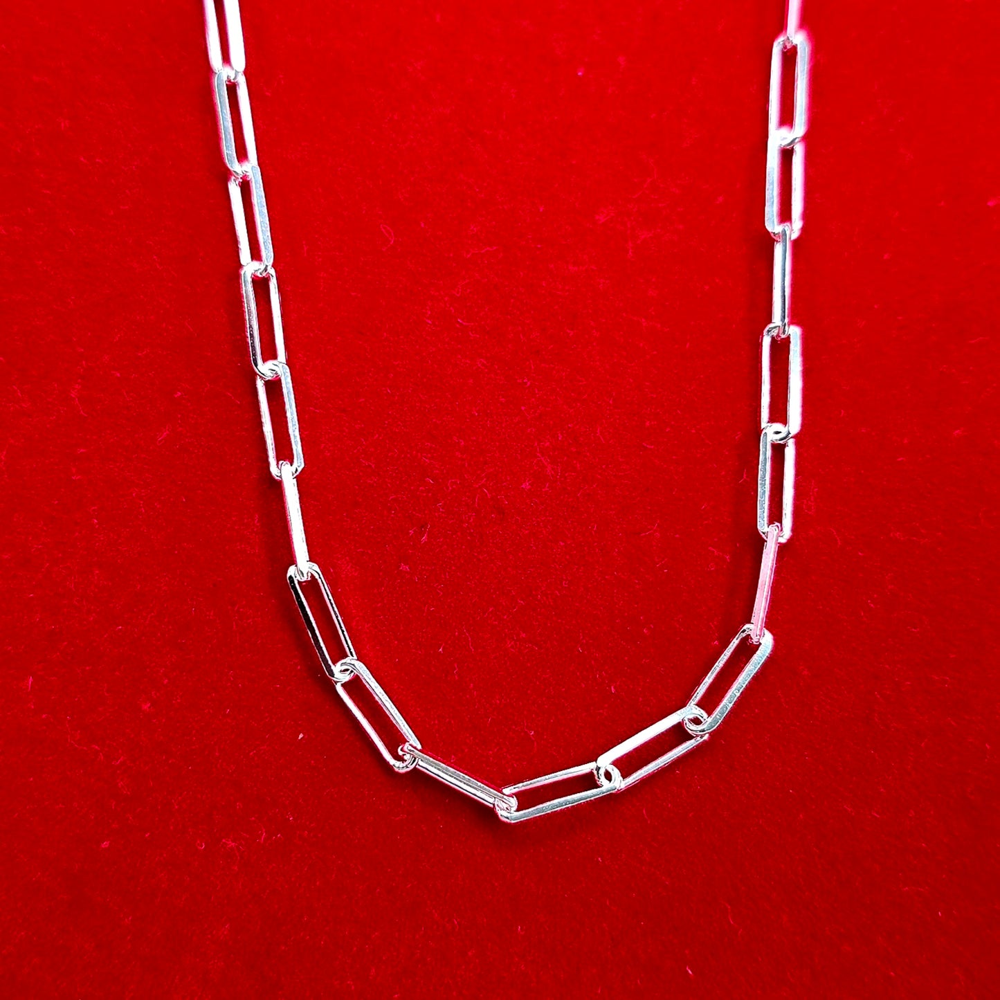 CA339 Paperclip Design Necklace 3mm