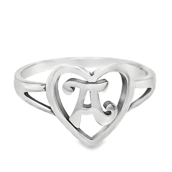 RA4 Letter A  Heart Ring