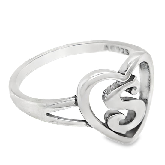 Anillo RS4 Letra S Corazón