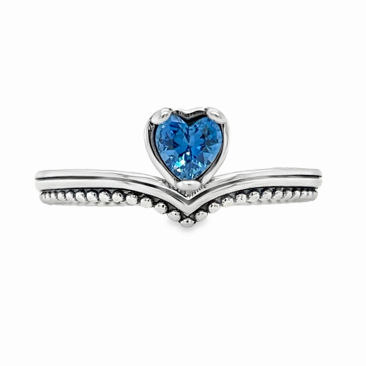 Anillo de corazón en forma de V azul R1029