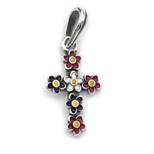 D1872 Color Flower Cross Pendant