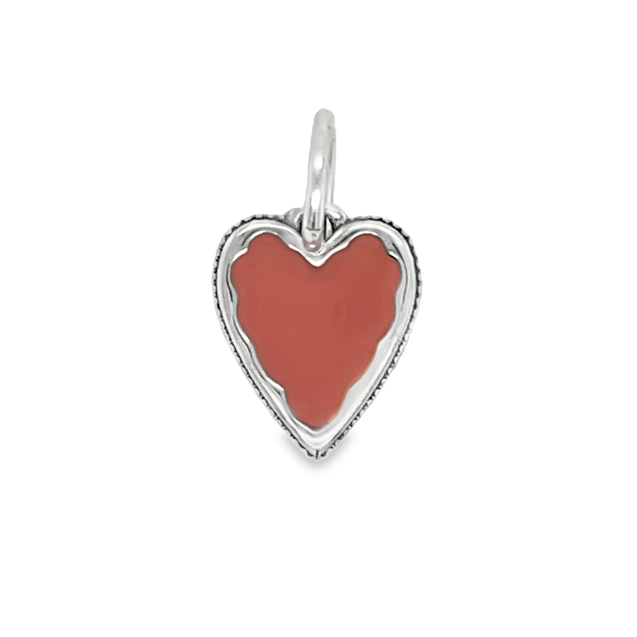 D2311 Charm de corazón color crema y rosa, mediano, 15 mm