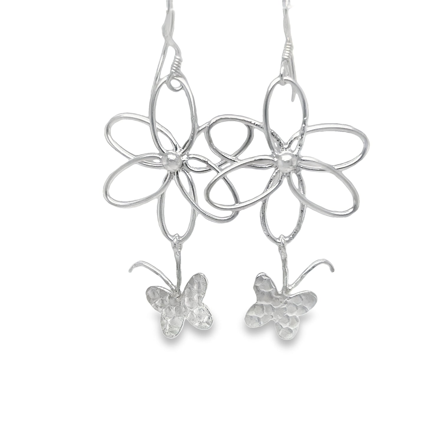 P519 Flower & Butterfly Hook Earrings