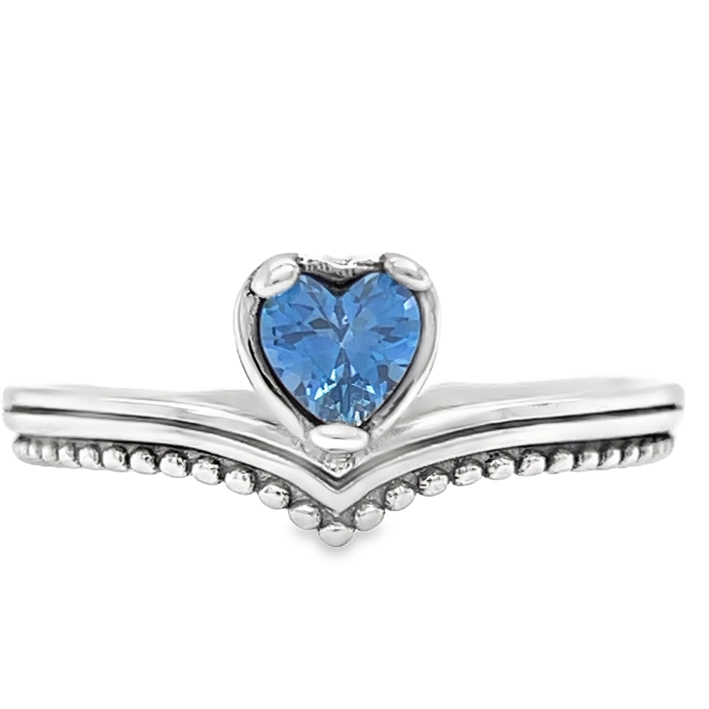 Anillo de corazón en forma de V azul R1029