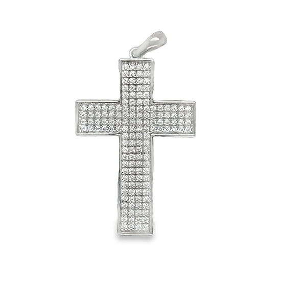 D2473 Block Stone Cross Pendant 34mm