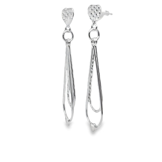 P518 Heart Long Post Earrings