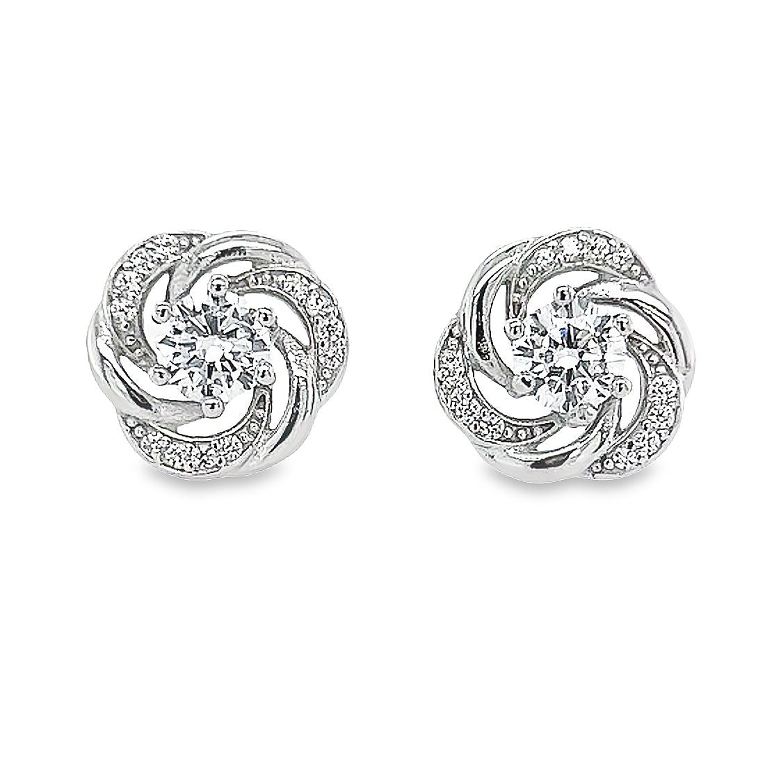 A401 Flower CZ Post Earrings