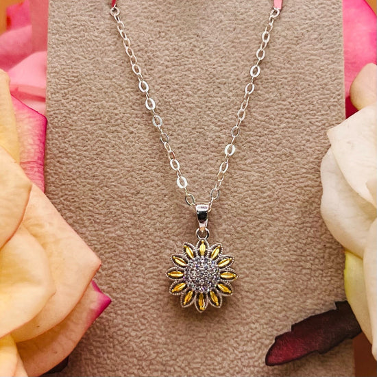 D450 Sunflower CZ Pendant