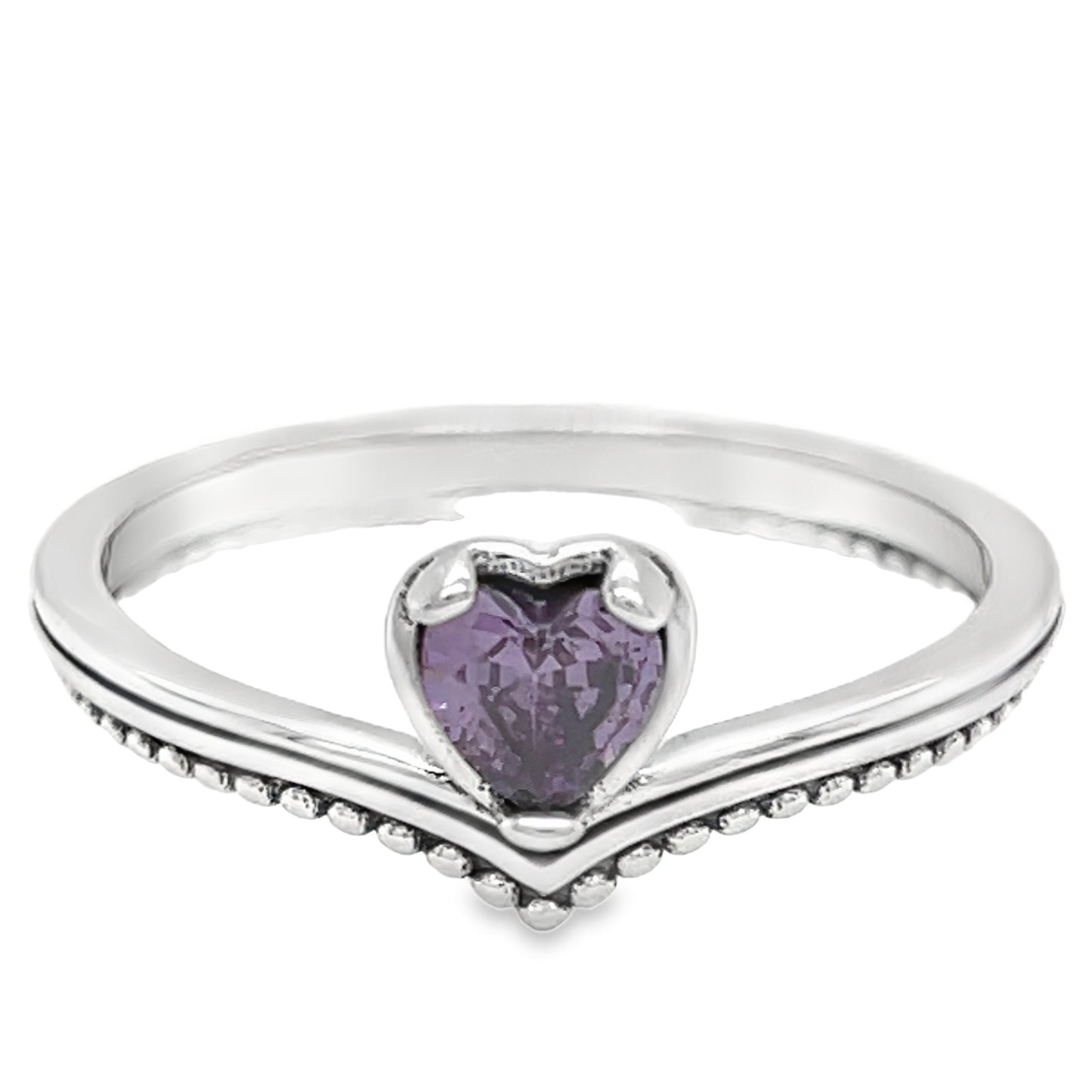 Anillo de corazón en forma de V morado R1030