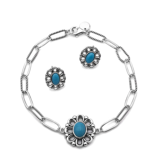 M559 / A955 Turquoise Flower Bracelet Or Earrings