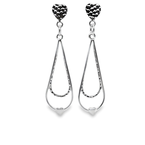 P518 Heart Long Post Earrings