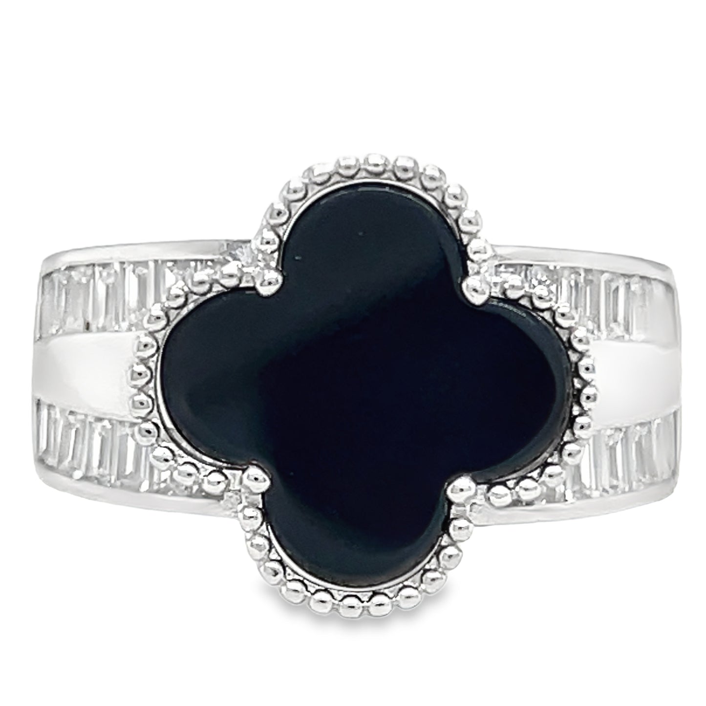 Anillo de trébol negro R1050