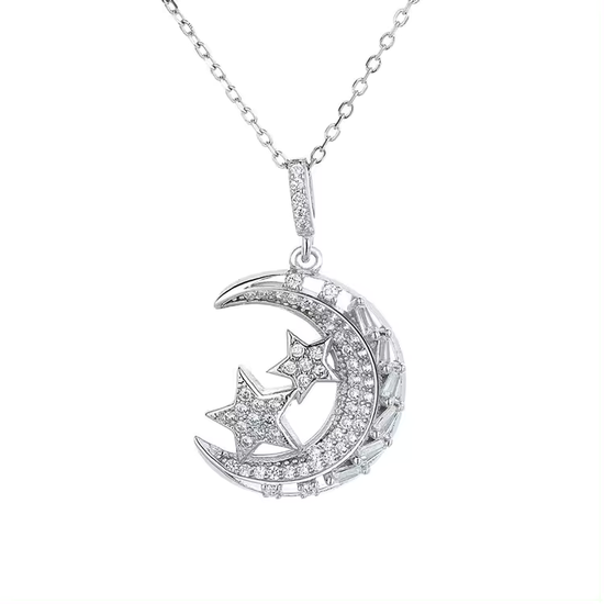 D1133 Half Moon CZ Pendant