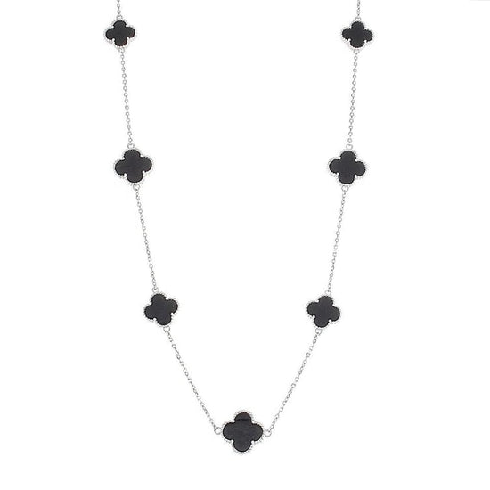 CA176 Black Flower Necklaces 7 Black Clovers