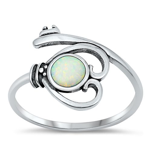 R17 Opal Key Heart Ring