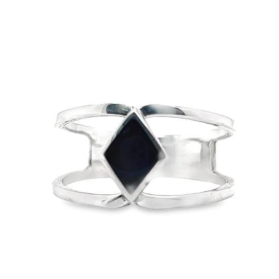 R236 Anillo Rombo Negro