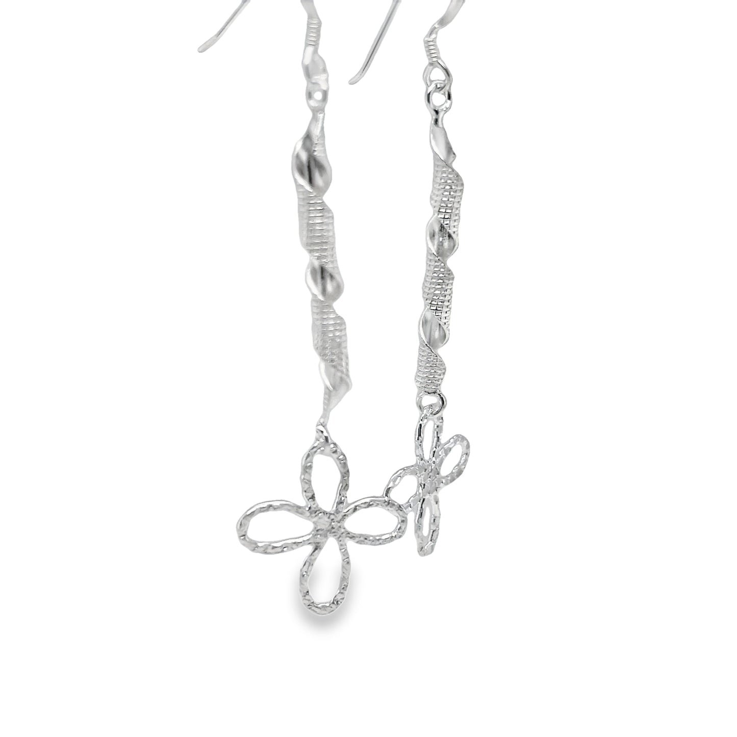 P517 Flower long Hook Earrings