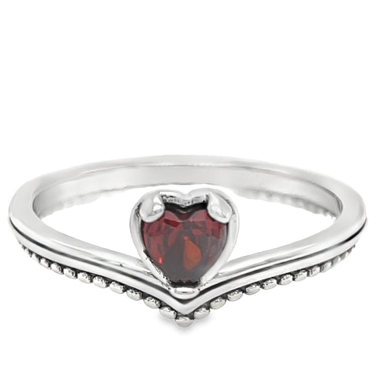 Anillo de corazón en forma de V rojo R1032