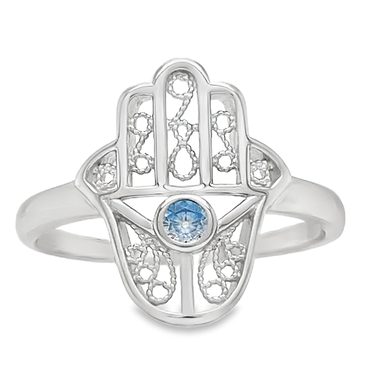 R644 Evil Eye Repellent Hand CZ Ring