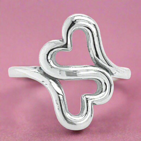 R14 Two Hearts Ring