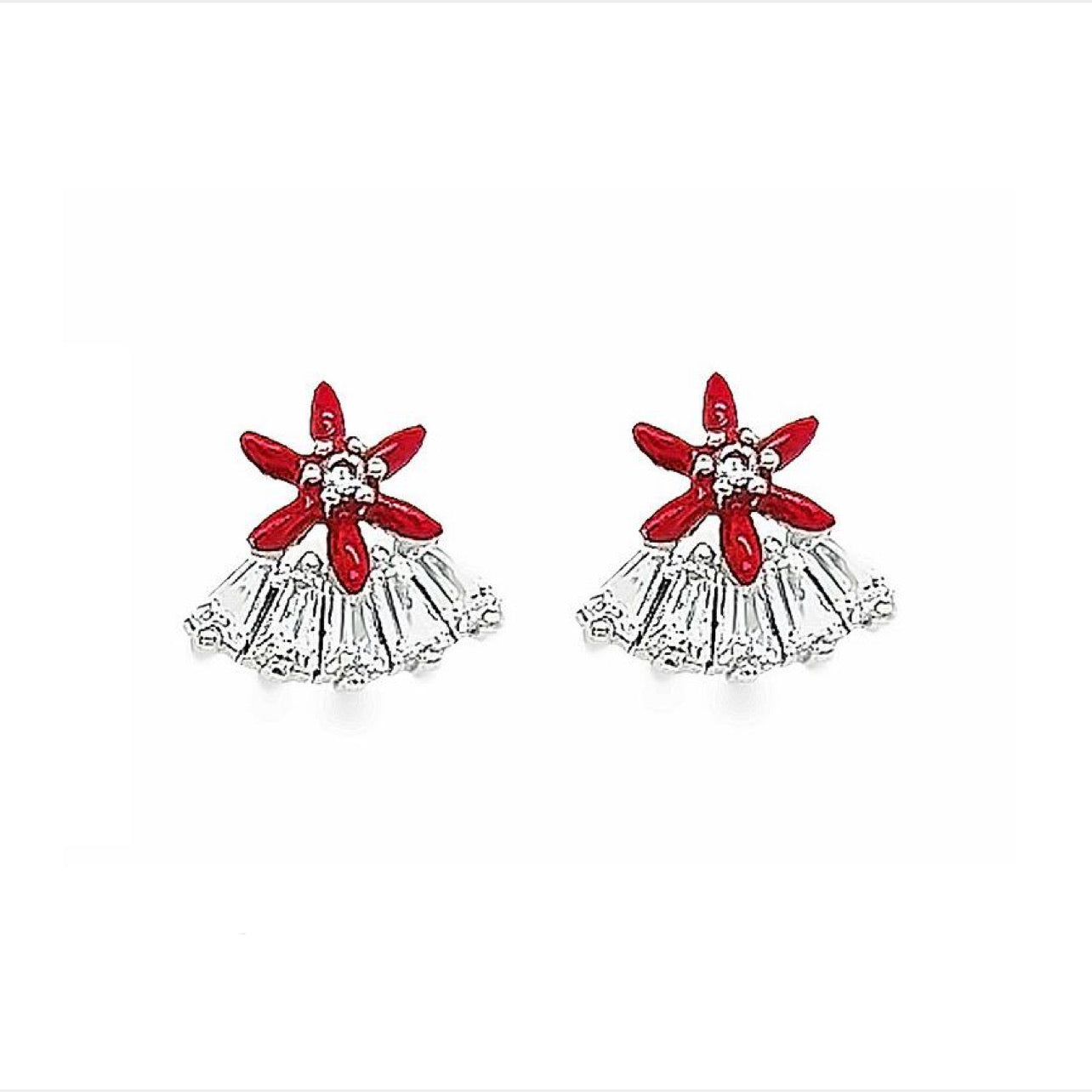 A503 Pendientes Mini Poste Flor Roja