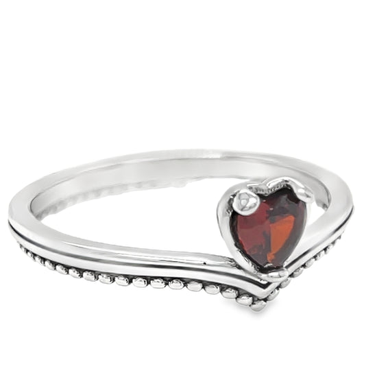 Anillo de corazón en forma de V rojo R1032