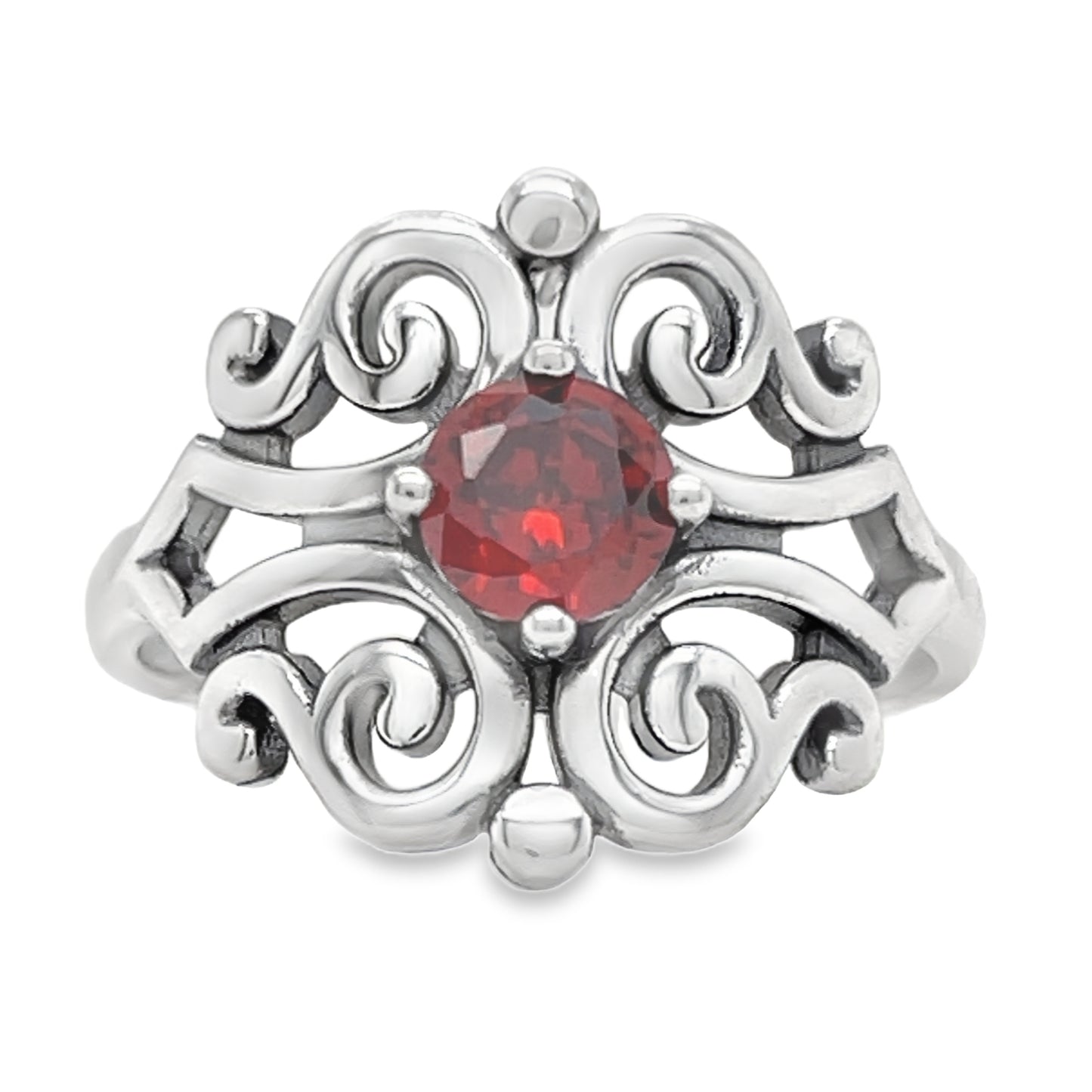 R527 Anillo Diseño Elegante Piedra Roja