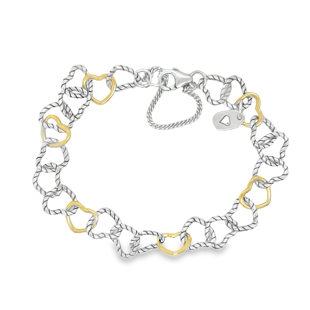 M597 Gold With Silver Heart Bracelet