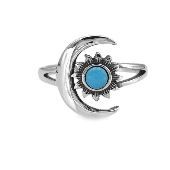 R1017 Moon And Sun Turquoise Ring