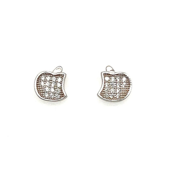 A102 Diamond Accent Bitten Apple Post Earrings