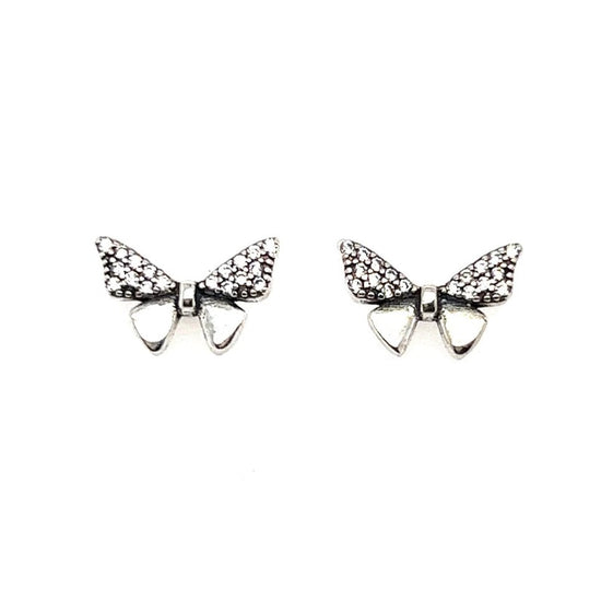 A109 Diamond Accent Bow Post Earrings