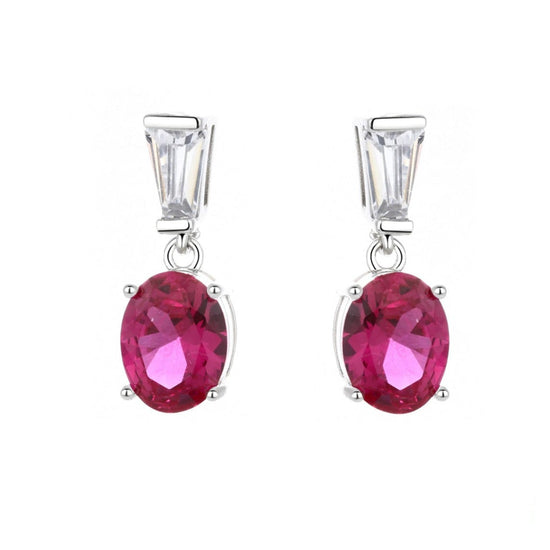 A121 Red Diamond Drop Earrings