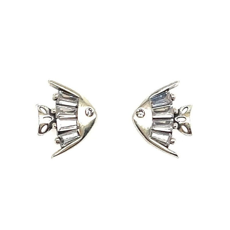 A133 Diamond Accent Fish Post Earrings