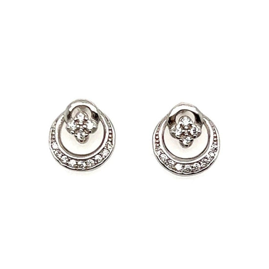 A158 CZ Pave Hallo Post Earrings