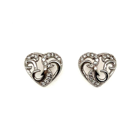 A176 CZ Pave Hearts Post Earrings