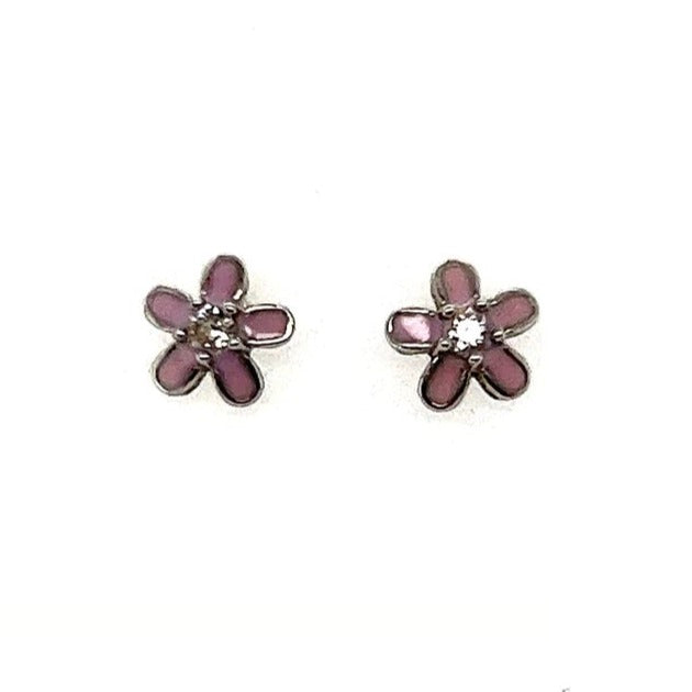 A193 Small Flower Pink Post Earrings