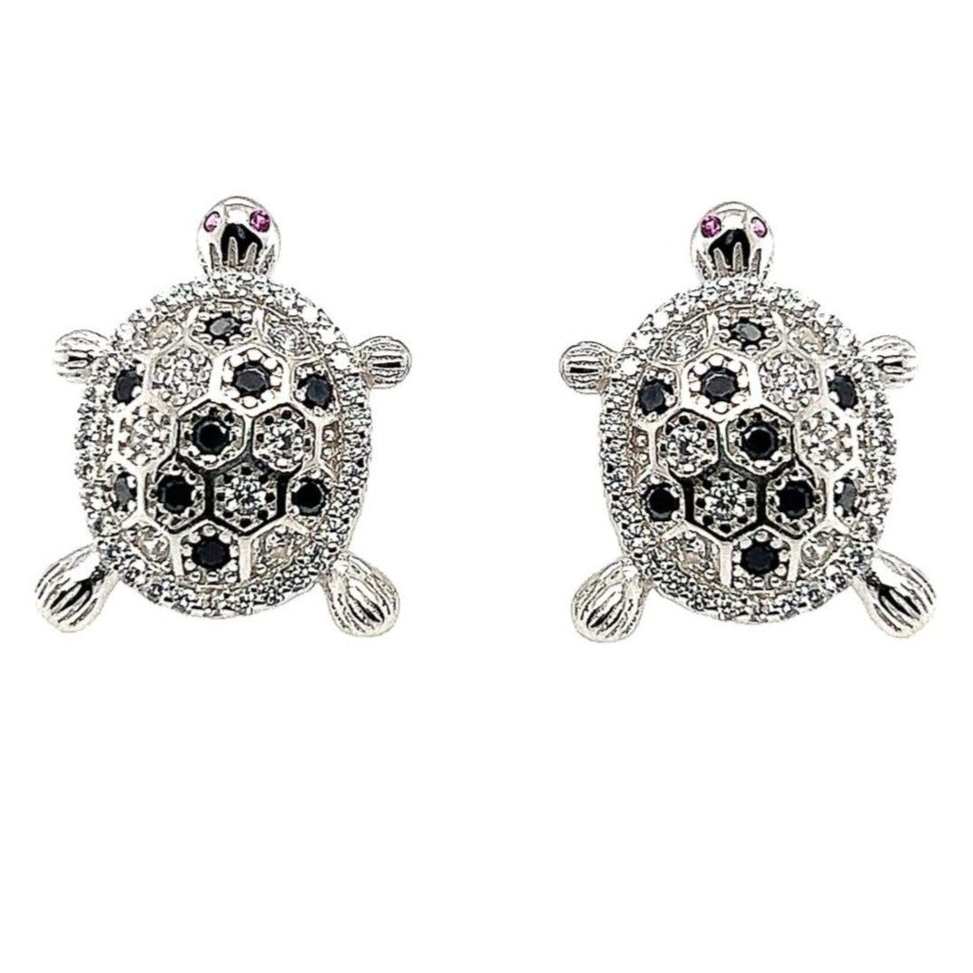 A352 Turtle Earrings Ruby Eyes