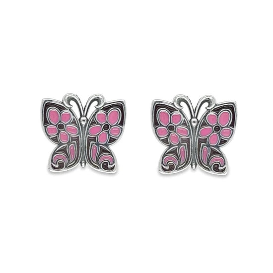 A378 Pendientes Poste Mariposa Rosa