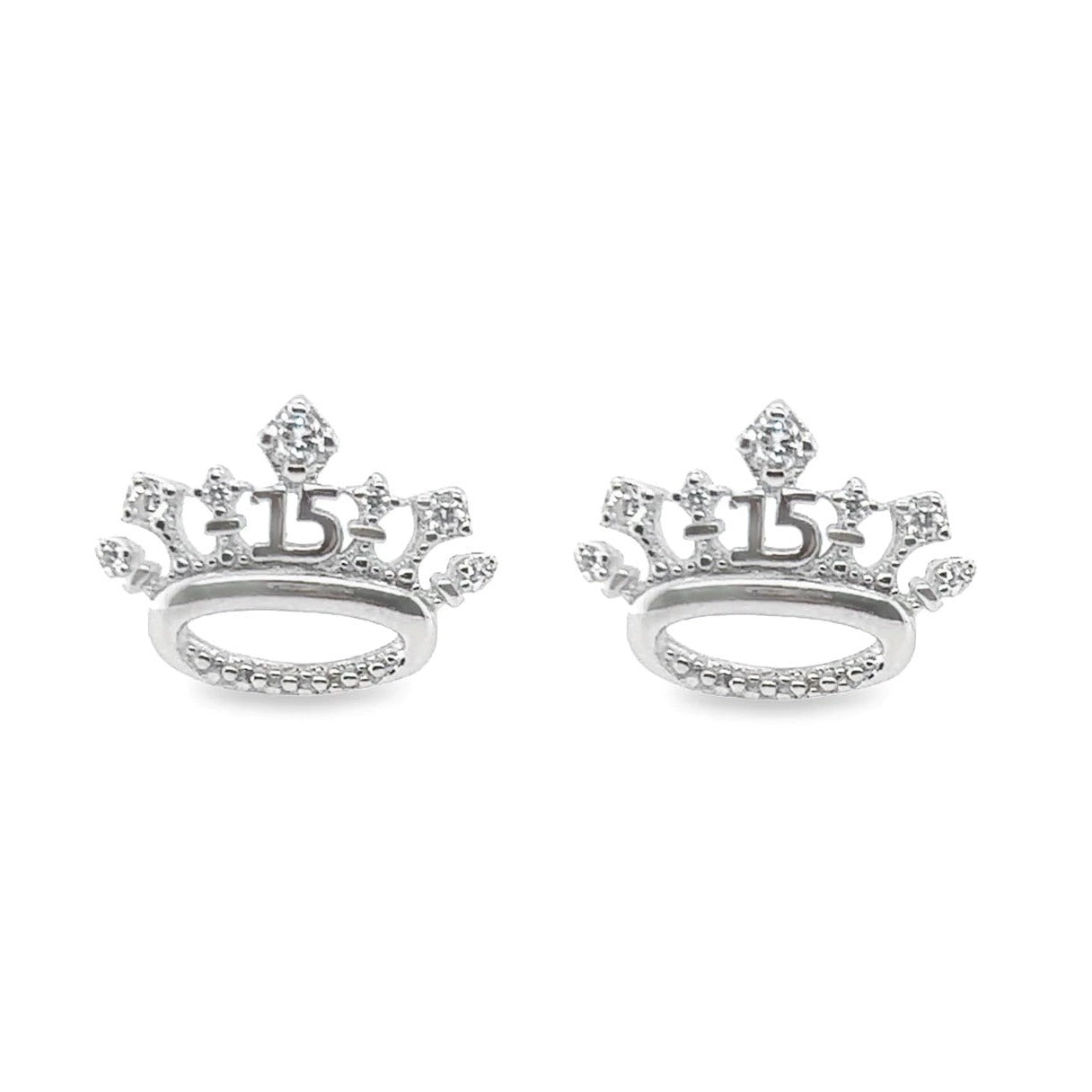 A383 Quinceanera Crown Post Earrings