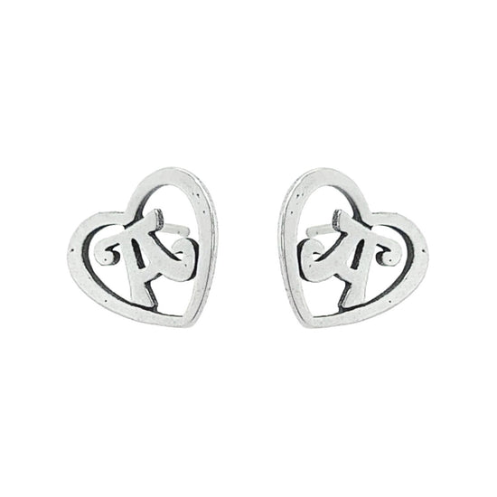 A425 Heart Letter A Post Earrings