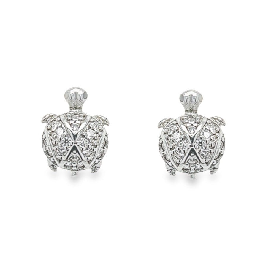 A472 Turtle CZ Post Earrings