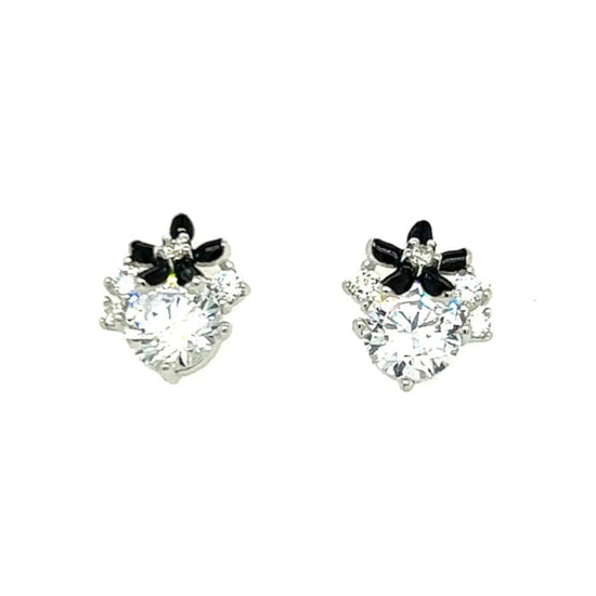 A494 Mini Black Flower Post Earrings