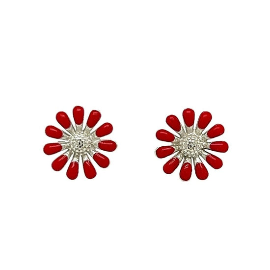 A502 Pendientes de poste de flor de margarita roja